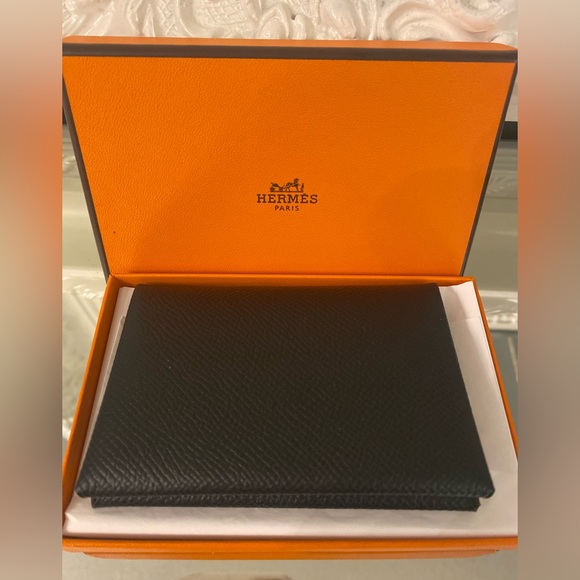 ❌SOLD❌Brand New Authentic Hermes Calvi Card Holder Wallet Epsom Calfskin Leather - Picture 3 of 7